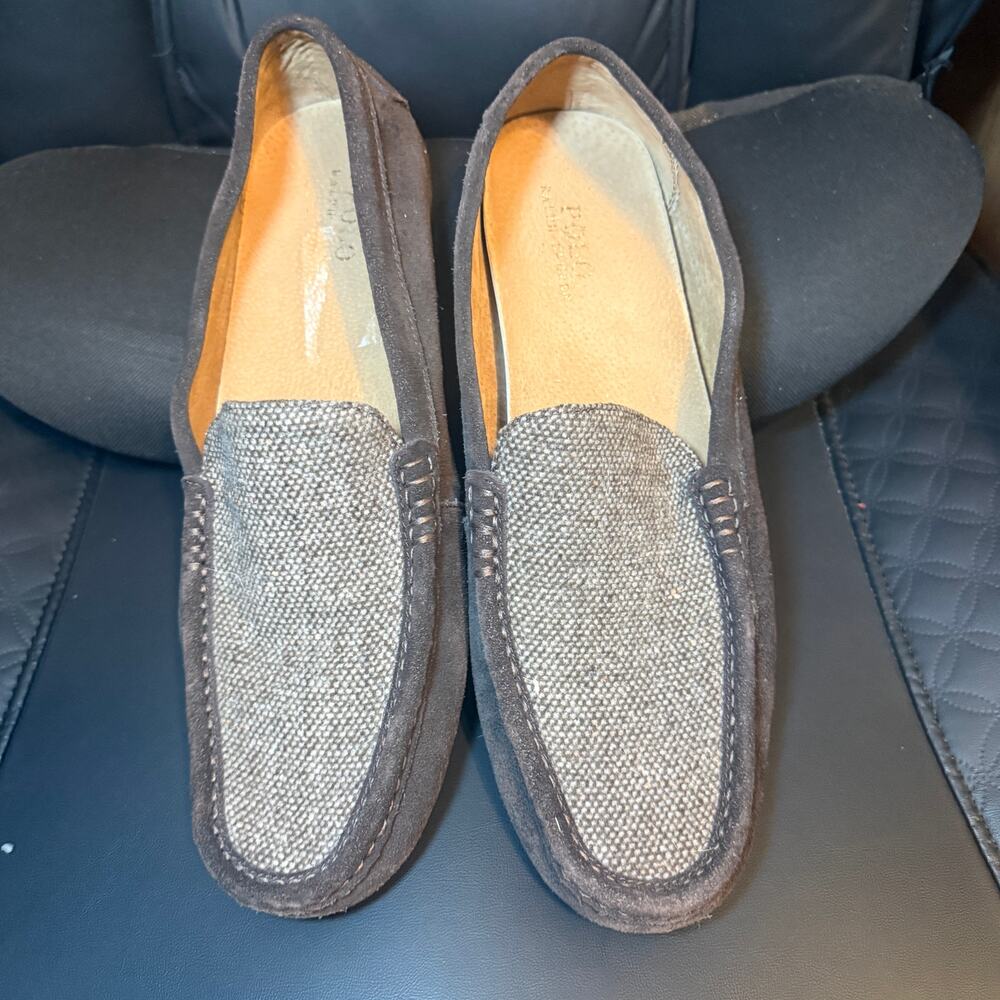 Polo Ralph Lauren Woodley II Loafers Mens 13 D Brown Suede Plaid Driving Shoes
